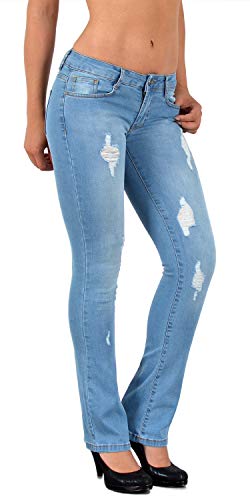 ESRA Bootcut Jeans Damen Stretch Schlaghose Hüftjeans Low Waist Wide Leg Flared Jeanshose Bis Übergröße B300 von ESRA