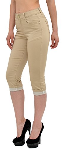 ESRA Damen Capri Hose Hochbund Caprihose-Damen High-Waist Kurze Hose bis Übergröße J316 von ESRA