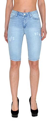ESRA Damen Capri Hose Caprihose Damen Kurze Jeans Hose Capri Shorts bis Übergrösse J242 von ESRA