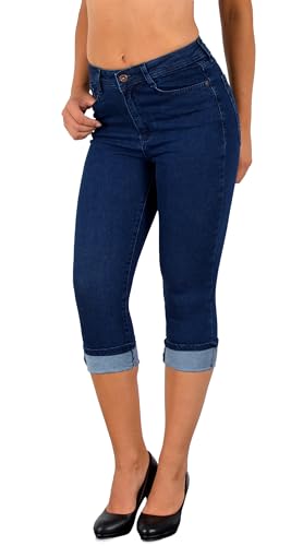 ESRA Damen Capri Hose Damen High Waist Caprihose Kurze Jeans Hose hoher Bund bis Übergröße C21 von ESRA