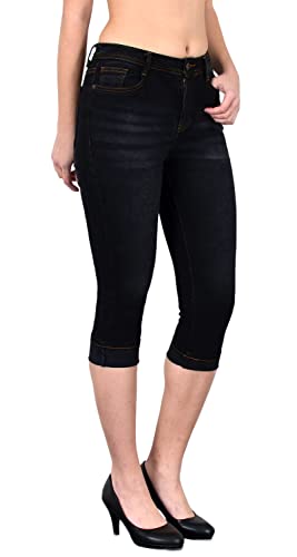 ESRA Damen Capri Hose Damen High Waist Caprihose Kurze Jeans Hose hoher Bund bis Übergröße C21 von ESRA