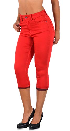 ESRA Damen Capri Hose Hochbund Caprihose-Damen High-Waist Kurze Hose bis Übergröße J316 von ESRA