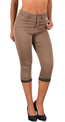 ESRA Damen Capri Hose Hochbund Caprihose-Damen High-Waist Kurze Hose bis Übergröße J316 von ESRA