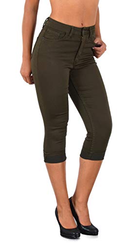 ESRA Damen Capri Hose Hochbund Caprihose-Damen High-Waist Kurze Hose bis Übergröße J316 von ESRA