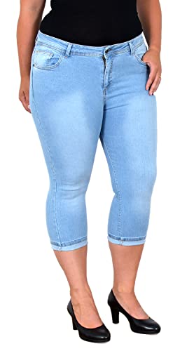 ESRA Damen Capri Jeans High Waist 3/4 Hose Übergröße Damen Kurze Jeans Hose Stretch hoher Bund bis Plussize Große Größe C740 von ESRA