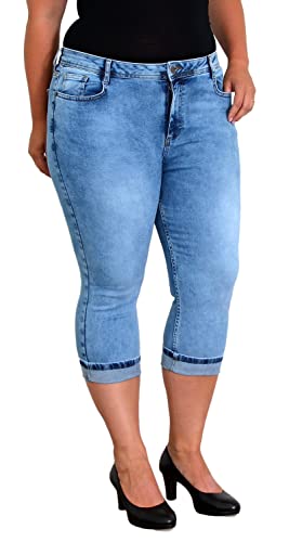 ESRA Damen Capri Jeans High Waist 3/4 Hose Übergröße Damen Kurze Jeans Hose Stretch hoher Bund bis Plussize Große Größe C740 von ESRA