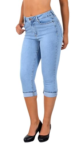 ESRA Damen Capri Jeans Hose Damen Caprihose 3/4 Kurze Jeans Hose bis Übergröße C15 von ESRA