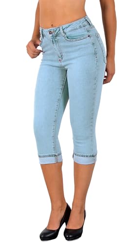 ESRA Damen Capri Jeans Hose Damen Caprihose 3/4 Jeans-Hose kurz bis Übergröße C15 von ESRA