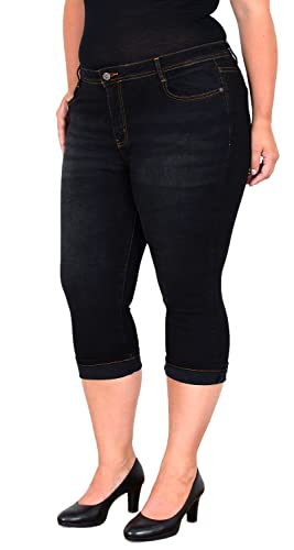 ESRA Damen Capri Jeans Hose High Waist Damen 3/4 Jeans Hose hoher Bund Stretch Übergröße Kurze Jeanshose Hoch Bund bis Plussize Große Größe C210 von ESRA