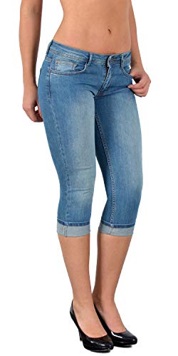 ESRA Damen Capri Jeans Hose Tiefer Bund Caprihose Kurze Jeans Hose bis Übergröße J470 von ESRA