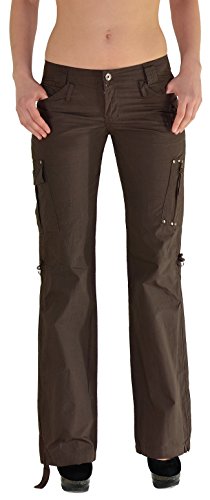 ESRA Damen Cargohose Damen Stoff Hose Sommerhose Caprihose in 4 Farben tiefer Bund Z43 von ESRA