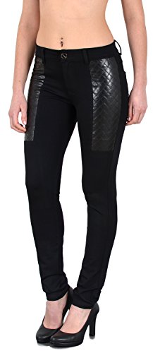 ESRA Damen Lederhose Damen Hose tiefer Bund in Leder Optik Straight-Fit Hüfthose für Frauen H12 von ESRA