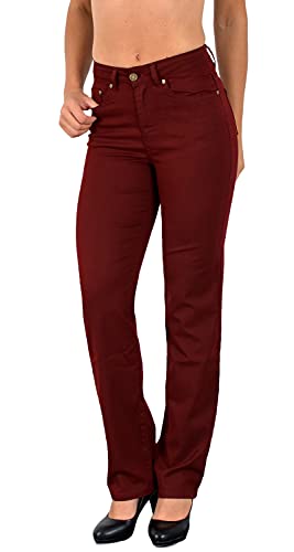 ESRA Damen Hose Straight Leg Hose High-Waist Damen Regular Stretch Stoffhose bis Übergröße T101 von ESRA