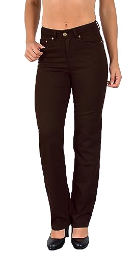 ESRA Damen Hose Straight Leg Hose High-Waist Damen Regular Stretch Stoffhose bis Übergröße T101 von ESRA