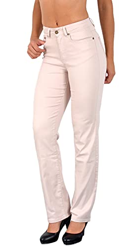 ESRA Damen Hose Straight Leg Hose High-Waist Damen Regular Stretch Stoffhose bis Übergröße T101 von ESRA