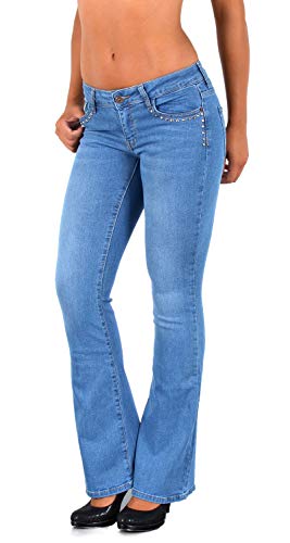 ESRA Jeans Damen Bootcut Jeanhose Damen Schlaghose Bootcut Jeans Damen Jeans Stretch Low Waist Jeans Damen Hüftjeans Weite Hose Damen Flared Jeans Hose Damen bis Übergröße Große Größe B400 von ESRA