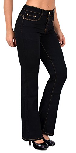 ESRA Bootcut Jeans Damen High Waist Damen Jeans Bootcut Stretch Jeans Damen Flared Schlaghose Wide Leg Jeans Bootcut Damen Weite Hose Jeanshose bis Plus Size B100 von ESRA