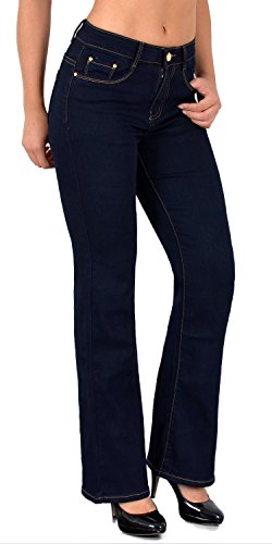 ESRA Jeans Damen Weites Bein Schlaghose Damen Jeans Stretch Hose von ESRA