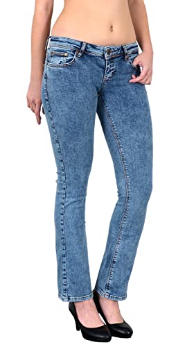 ESRA Bootcut Jeans Damen Schlaghose Stretch Low Waist Hüftjeans Weite Hose Flared Bis Übergröße Große Größe B400 von ESRA