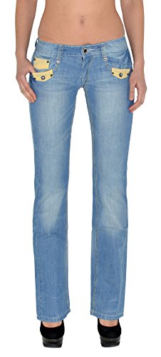ESRA Damen Jeans Bootcut Jeanshose Schlaghose Hüftjeans Hüfthose Flared Jeans Hose J170 von ESRA