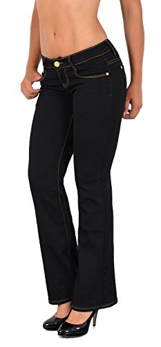 ESRA Bootcut Jeans Damen Stretch Schlaghose Hüftjeans Low Waist Wide Leg Flared Jeanshose Bis Übergröße B300 von ESRA