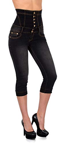 ESRA Damen Capri Jeans Hose Damen Caprihose 3/4 Jeans-Hose kurz bis Übergröße C15 von ESRA