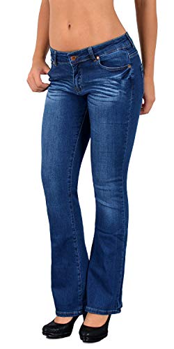 ESRA Bootcut Jeans Damen Schlaghose Stretch Low Waist Hüftjeans Weite Hose Flared Jeans Bis Übergröße Große Größe B400 von ESRA