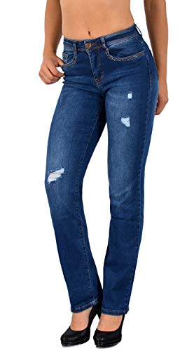 ESRA Damen Jeans Hose High Waist Jeans Damen Straight Leg Hose bis Übergröße G300 von ESRA