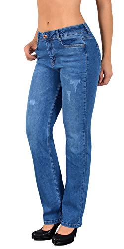 ESRA Damen Jeans Hose High Waist Jeans Damen Straight Leg Hose bis Übergröße G300 von ESRA