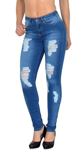 ESRA Damen Jeans Jeanshose Damen Skinny High Waist Hochbund Stretch Hose bis Übergröße S700 von ESRA