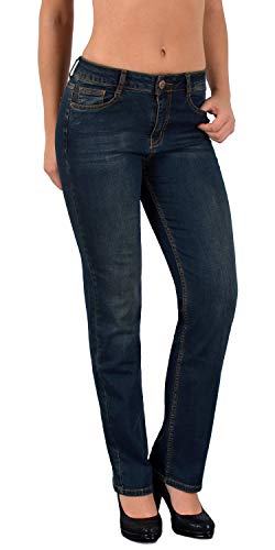 ESRA Damen Jeans Hose Damen Jeanshose gerader Schnitt Straight-Fit Jeans Damen High Waist bis Übergröße Große Größen G600 von ESRA