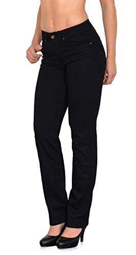 ESRA Damen Jeans-Hose Jeanshose gerader Schnitt Straight-Fit Jeans Damen High Waist bis Übergröße Große Größen G600 von ESRA