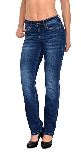 ESRA Damen Jeans-Hose Jeanshose gerader Schnitt Straight-Fit Jeans Damen High Waist bis Übergröße Große Größen G600 von ESRA