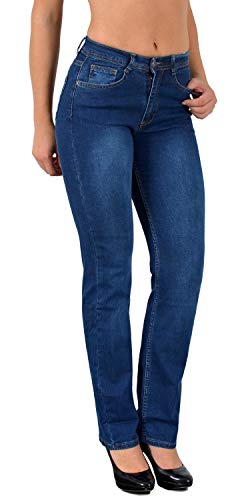 ESRA Damen Jeans Hose Damen Jeanshose gerader Schnitt Straight-Fit Jeans Damen High Waist bis Übergröße Große Größen G600 von ESRA