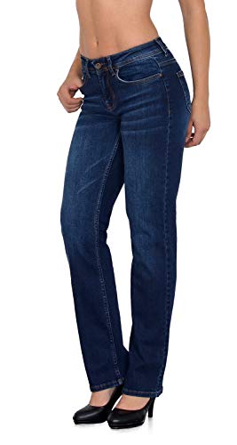 ESRA Damen Jeans-Hose Jeanshose gerader Schnitt Straight-Fit Jeans Damen High Waist bis Übergröße Große Größen G600 von ESRA