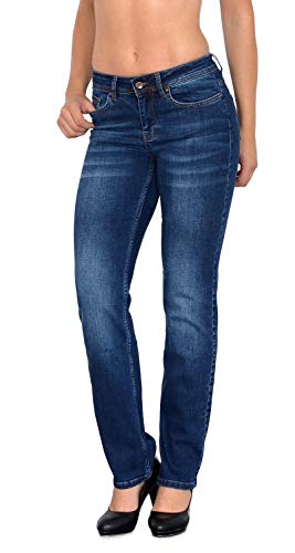 ESRA Damen Jeans Hose Damen Jeanshose gerader Schnitt Straight-Fit Jeans Damen High Waist bis Übergröße Große Größen G600 von ESRA