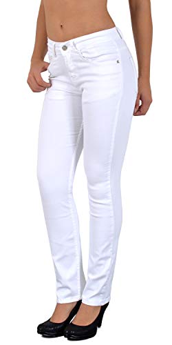 ESRA Weiße Jeans Damen High Waist Weisse Damen Jeanshose Straight bis Plus Size G400 von ESRA