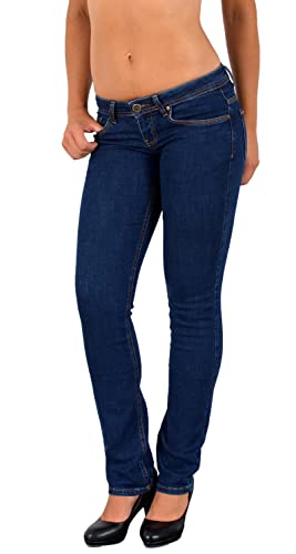 ESRA Damen Jeans Hose Hüftjeans Straight Fit Damen Jeanshose extra Tiefbund gerader Schnitt Low-Waist Jeans bis Übergröße G900 von ESRA