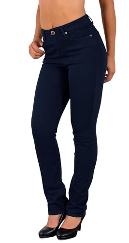 ESRA High Waist Jeans Damen Straight Damen-Jeans Stretch Business Hose gerade Schnitt Jeanshose Übergröße Plus Size Große Größe G1300 von ESRA