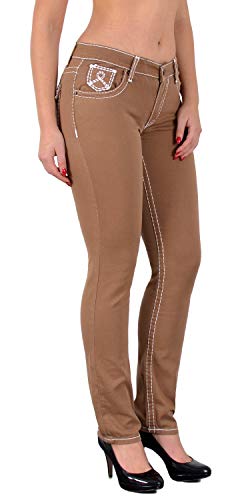 ESRA Damen Jeans Hose Jeanshosen Damen Straight Leg Dicke Naht Kontrastnaht bis Übergröße J540 von ESRA