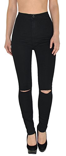 ESRA Damen Jeans Hose Risse am Knie High Waist Damen Jeanshose Skinny in vielen Farben bis Übergröße J184 von ESRA