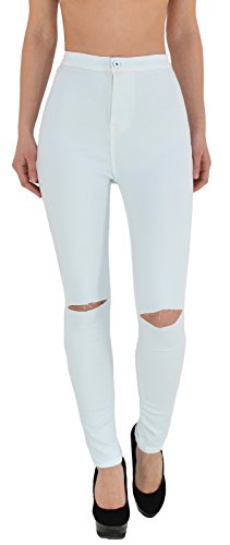 ESRA Damen Jeans Hose Risse am Knie High Waist Damen Jeanshose Skinny in vielen Farben bis Übergröße J184 von ESRA