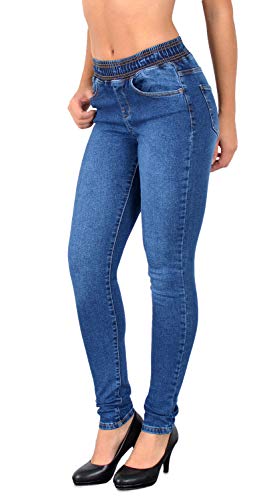 Damen Skinny Jeans High Waist Mit Elastischem Gummi-Bund - Stretch Jeggings Übergröße J291 von ESRA