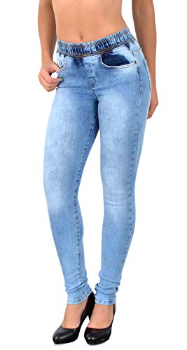 Damen Skinny Jeans High Waist Mit Elastischem Gummi-Bund - Stretch Jeggings Übergröße J291 von ESRA
