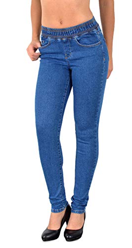 Damen Skinny Jeans High Waist Mit Elastischem Gummi-Bund - Stretch Jeggings Übergröße J291 von ESRA
