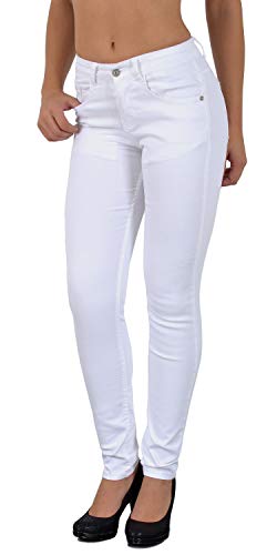 ESRA Damen Jeans Hose Skinny Jeanshose weiß und schwarz Röhrenjeans und Bootcut für Praxis J07 von ESRA