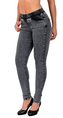 Damen Skinny Jeans High Waist Mit Elastischem Gummi-Bund - Stretch Jeggings Übergröße J291 von ESRA