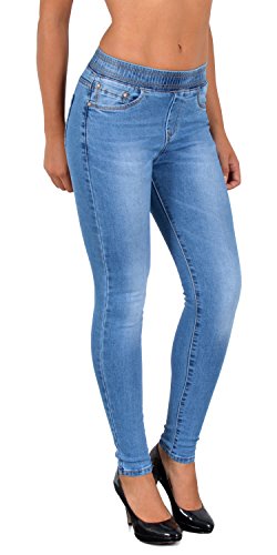 Damen Skinny Jeans High Waist Mit Elastischem Gummi-Bund - Stretch Jeggings Übergröße J291 von ESRA
