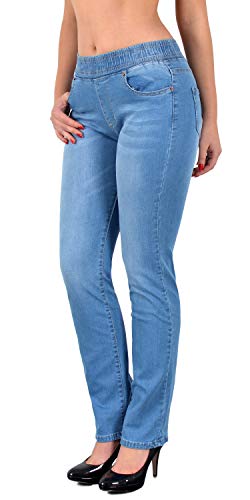 ESRA Damen Jeans Hose Straight Fit Jeanshose mit Gummibund bis große Größen Übergrösse J500 von ESRA