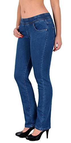 ESRA Damen Jeans Hose Straight Fit Jeanshose mit Gummibund bis große Größen Übergrösse J500 von ESRA